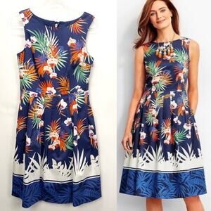 Talbots Orchid Print Pleated Dress Size 4